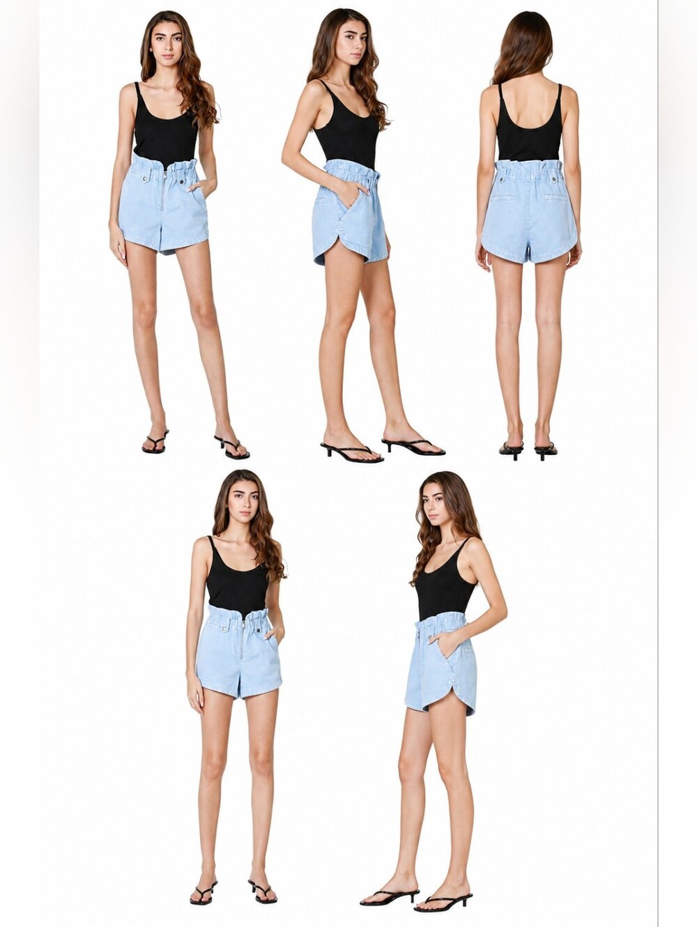 Sea New York Light Blue High-Waist Paperbag Shorts, Size 2